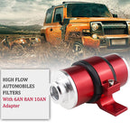 AN6 AN8 AN10 Inline Fuel Gas Petrol Filter with Bracket Cleaner 30 Micron Red