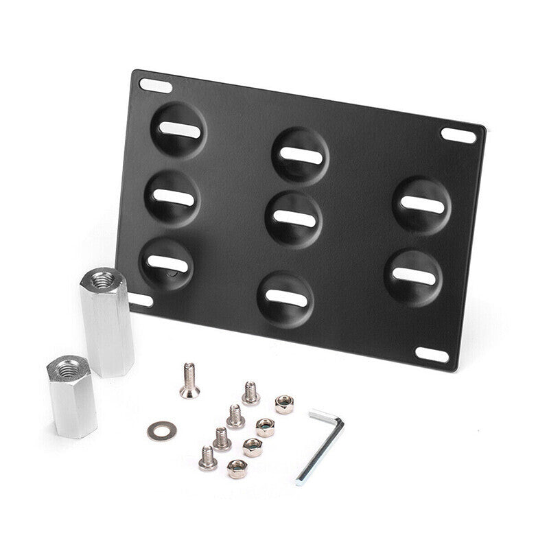 Universal Front Bumper Tow Hook License Plate Mount Bracket Bolt Relocator Hole