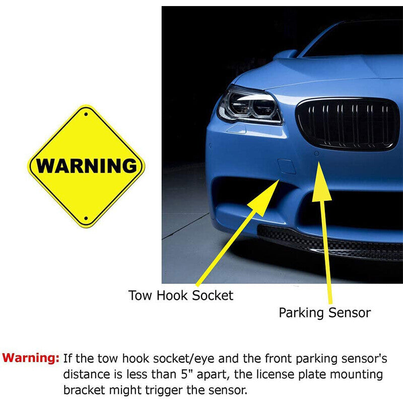 Universal Front Bumper Tow Hook License Plate Mount Bracket Bolt Relocator Hole