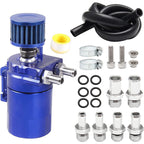 Engine Oil Catch Can Tank Kit with Breather Filter 300ml Aluminum Polish Blue