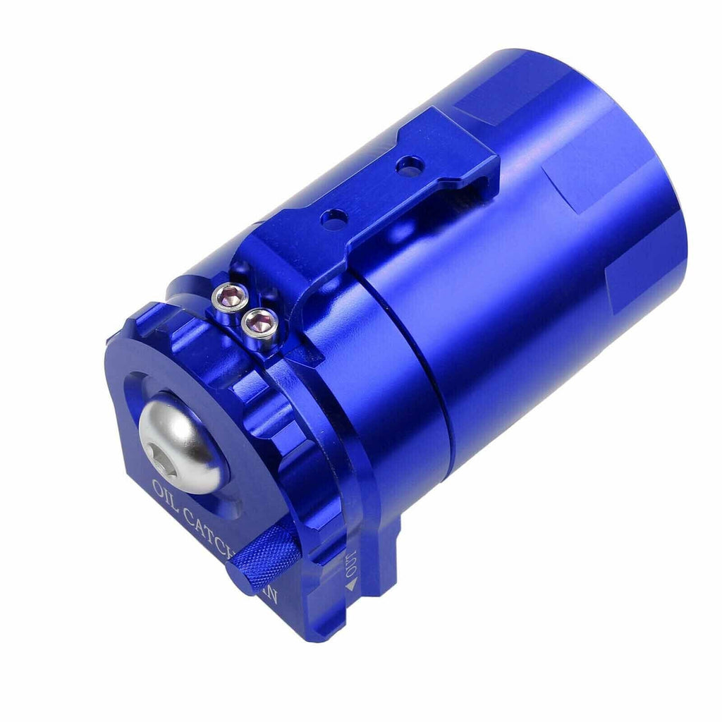 Engine Oil Catch Can Tank Kit with Breather Filter 300ml Aluminum Polish Blue
