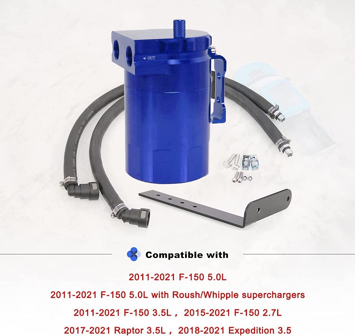 Engine Oil Catch Can Separator for 11-21 Ford F150 5.0L Raptor 2.7L Ecoboost