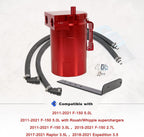 Oil Catch Can Kit Aluminum for 11-21 Ford F150 5.0L Raptor 2.7L 3.5L Ecoboost