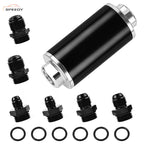 Inline 100 Micron Fuel Gas Filter 6AN 8AN 10AN Adapter Universal 50MM US