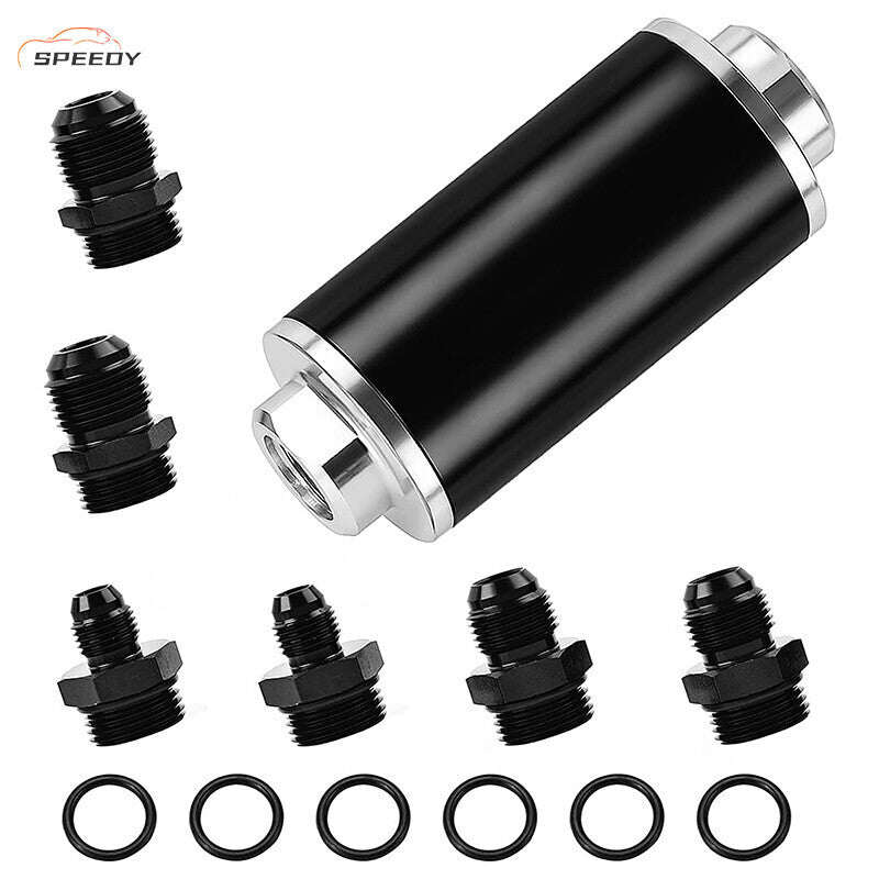 Inline 100 Micron Fuel Gas Filter 6AN 8AN 10AN Adapter Universal 50MM US