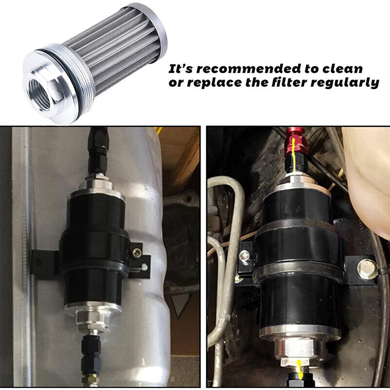 Inline 100 Micron Fuel Gas Filter 6AN 8AN 10AN Adapter Universal 50MM US