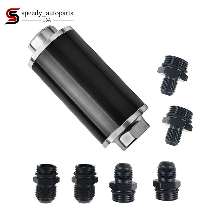 Inline 100 Micron Fuel Gas Filter 6AN 8AN 10AN Adapter Universal 50MM US