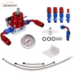 Universal Adjustable Fuel Pressure Regulator Kit 100psi Guage AN6 Hose Fittings
