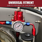 Universal Adjustable Fuel Pressure Regulator Kit 100psi Guage AN6 Hose Fittings