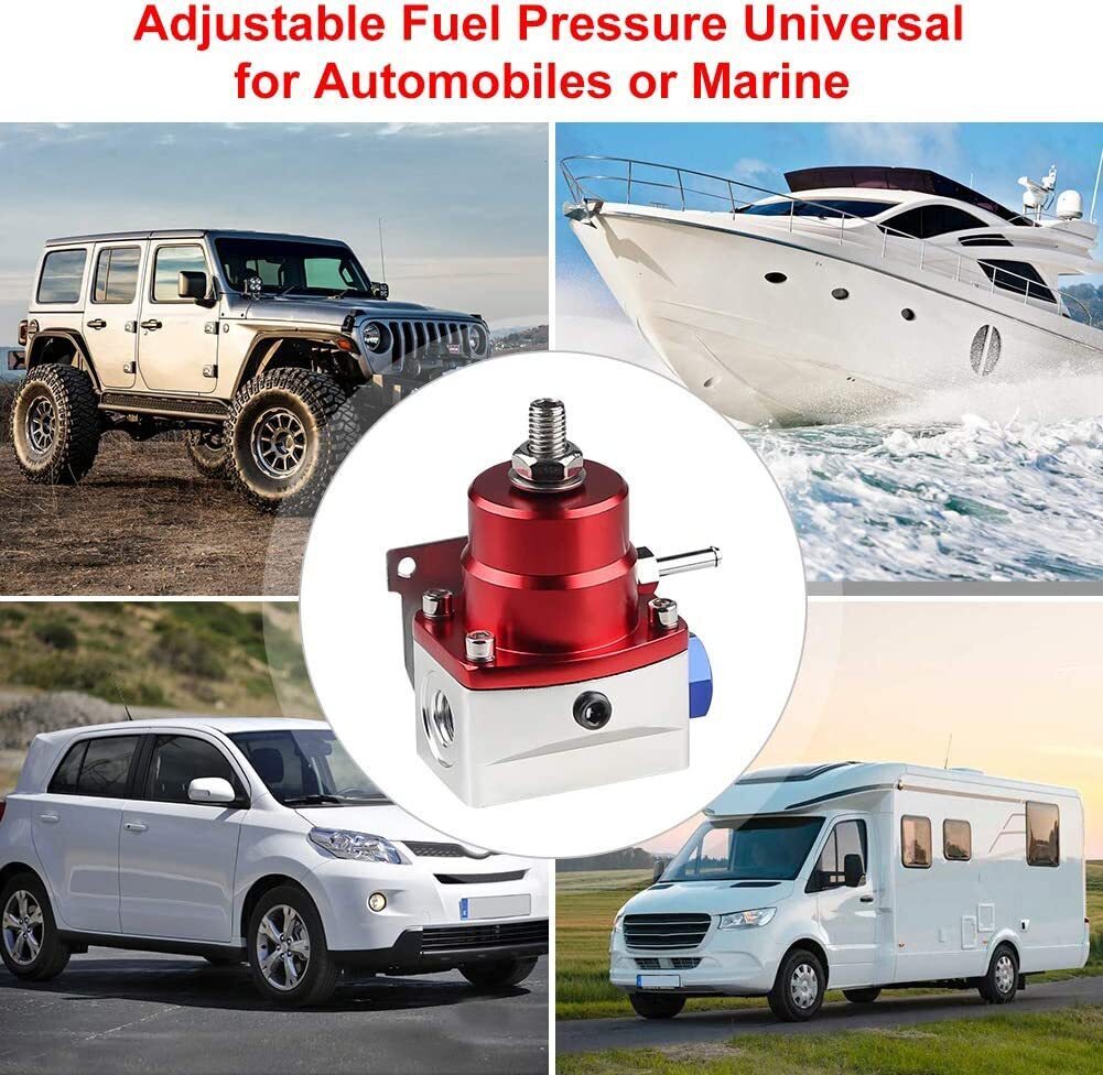 Universal Adjustable Fuel Pressure Regulator Kit 100psi Guage AN6 Hose Fittings