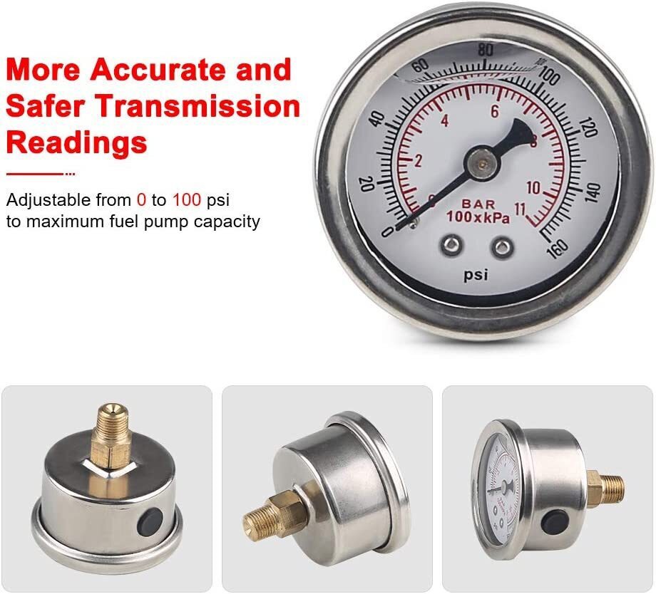 Universal Adjustable Fuel Pressure Regulator Kit 100psi Guage AN6 Hose Fittings