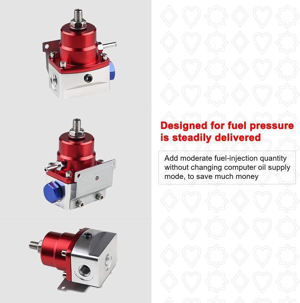 Universal Adjustable Fuel Pressure Regulator Kit 100psi Guage AN6 Hose Fittings