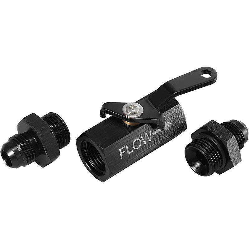 AN6 Inline Fuel Shut Off Valve Cut Off w/ Cable Lever 6AN Aluminum Black