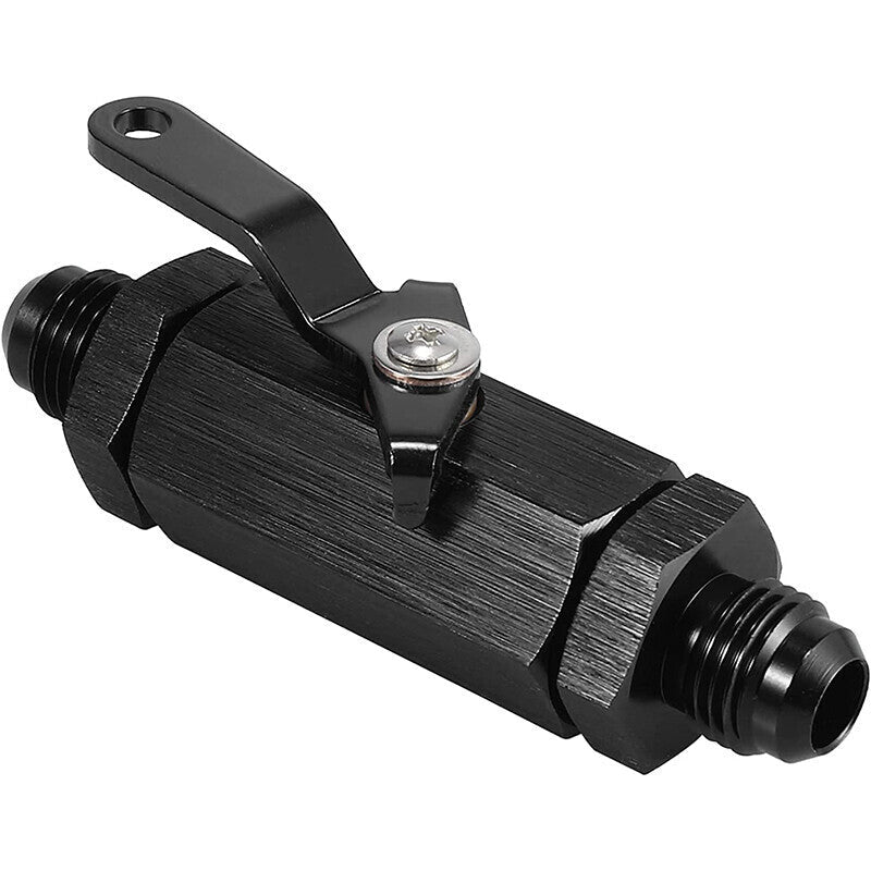 AN6 Inline Fuel Shut Off Valve Cut Off w/ Cable Lever 6AN Aluminum Black