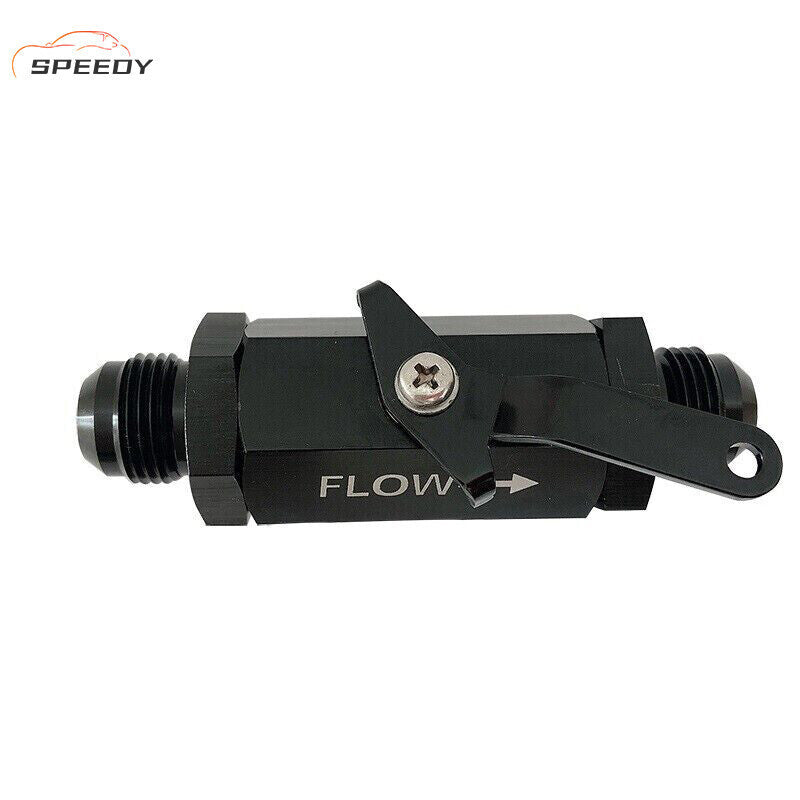 AN8 8AN Fuel Shut Off Valve With Cable Lever Aluminium - Black