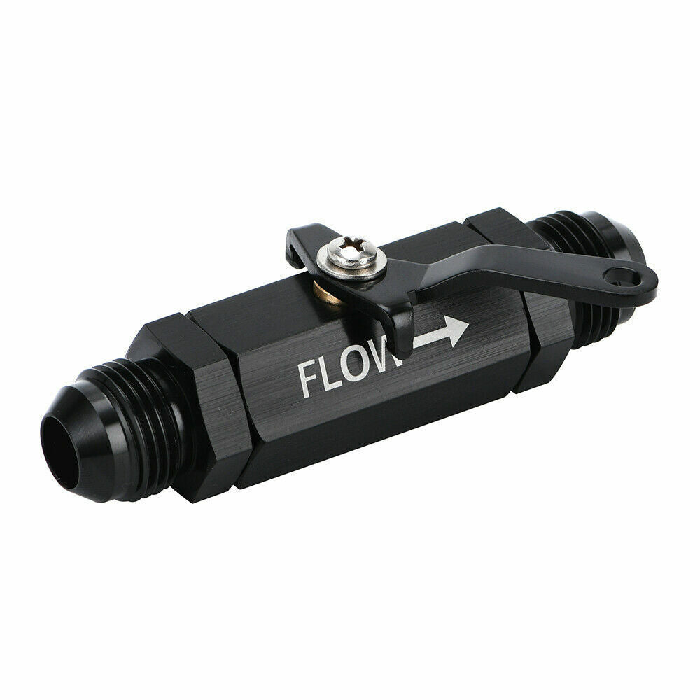 AN8 8AN Fuel Shut Off Valve With Cable Lever Aluminium - Black