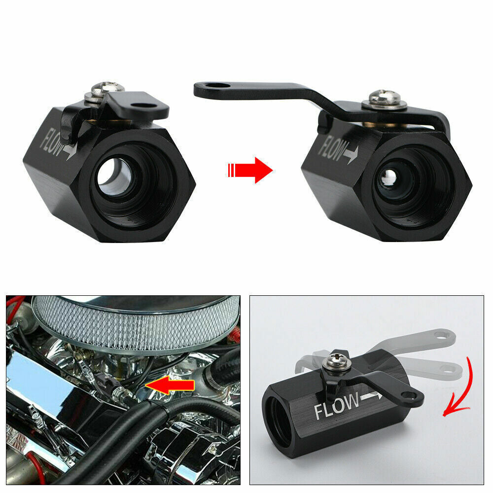 AN8 8AN Fuel Shut Off Valve With Cable Lever Aluminium - Black