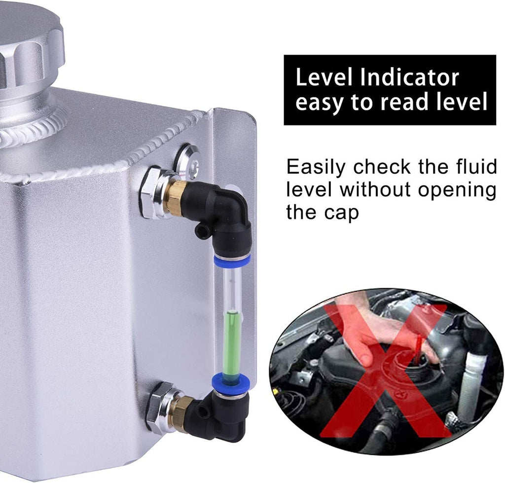 Engine Coolant Overflow Tank 1L Aluminum Radiator Expansion Tank Sliver