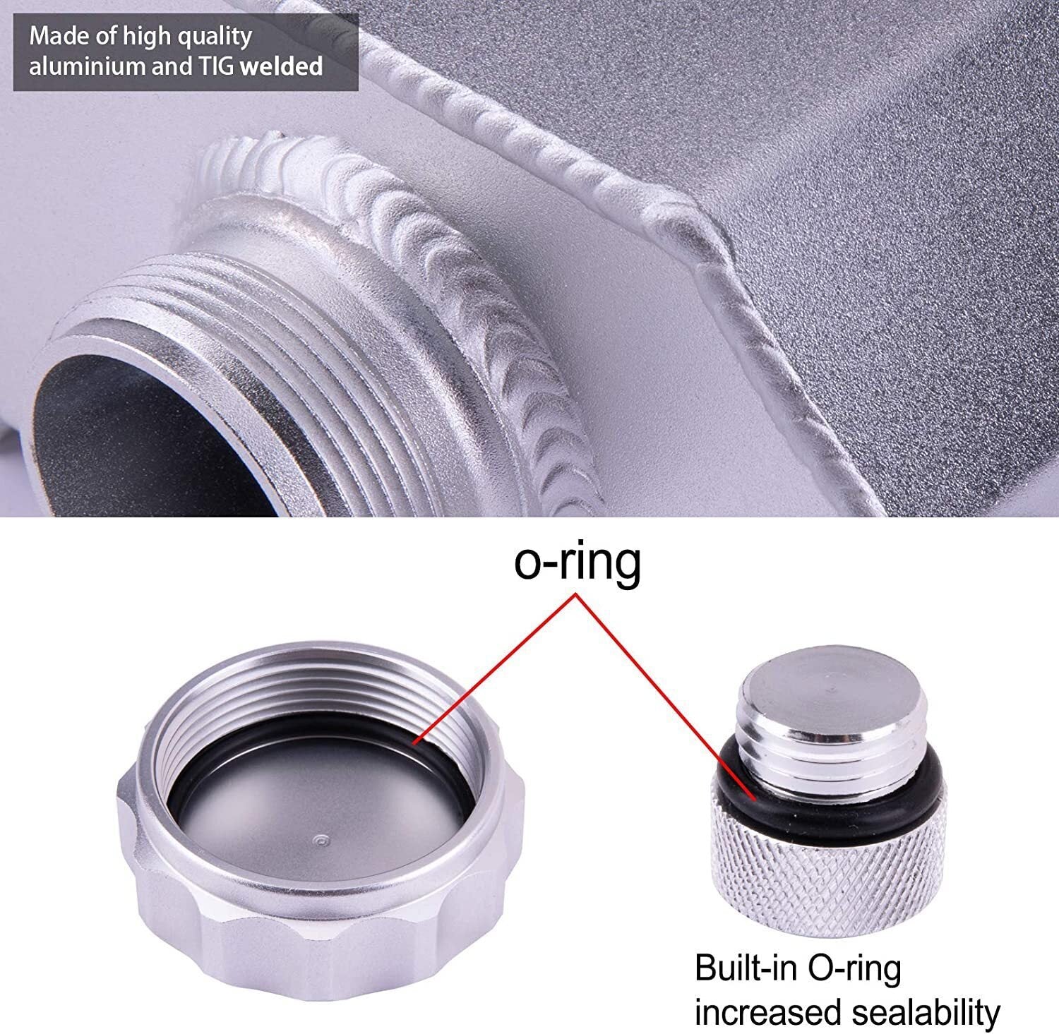 Engine Coolant Overflow Tank 1L Aluminum Radiator Expansion Tank Sliver