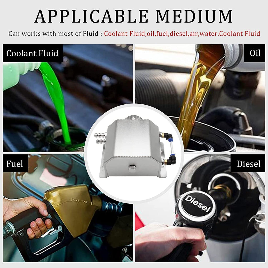 Engine Coolant Overflow Tank 1L Aluminum Radiator Expansion Tank Sliver