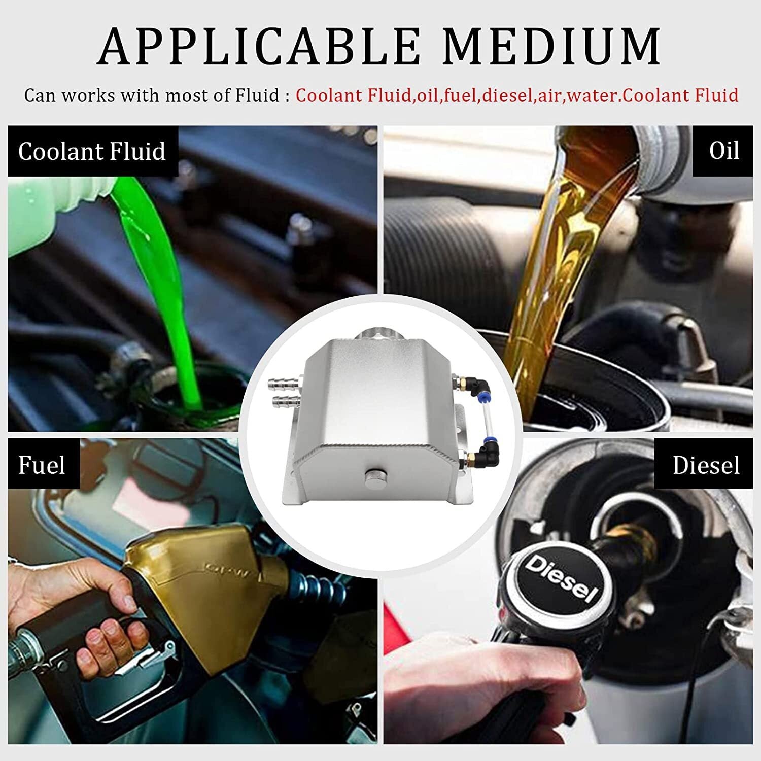 Engine Coolant Overflow Tank 1L Aluminum Radiator Expansion Tank Sliver