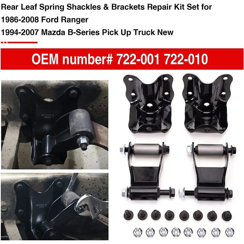 Rear Leaf Spring Hanger Bracket and Shackle Kit for Ford Ranger 722-001 722-010