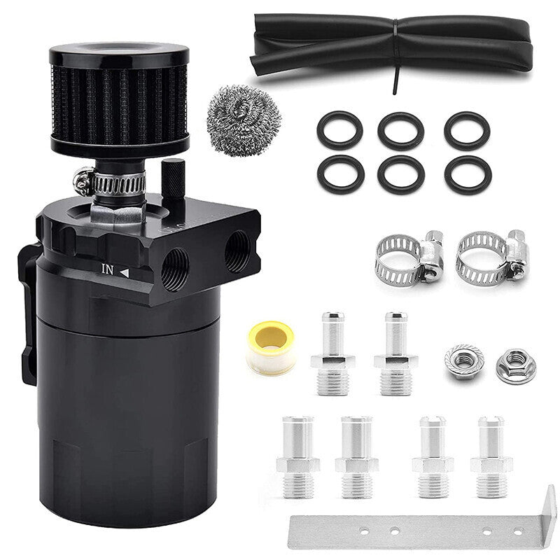 Oil Catch Can Kit Reservoir Baffled Tank with Breather Filter Universal Aluminum