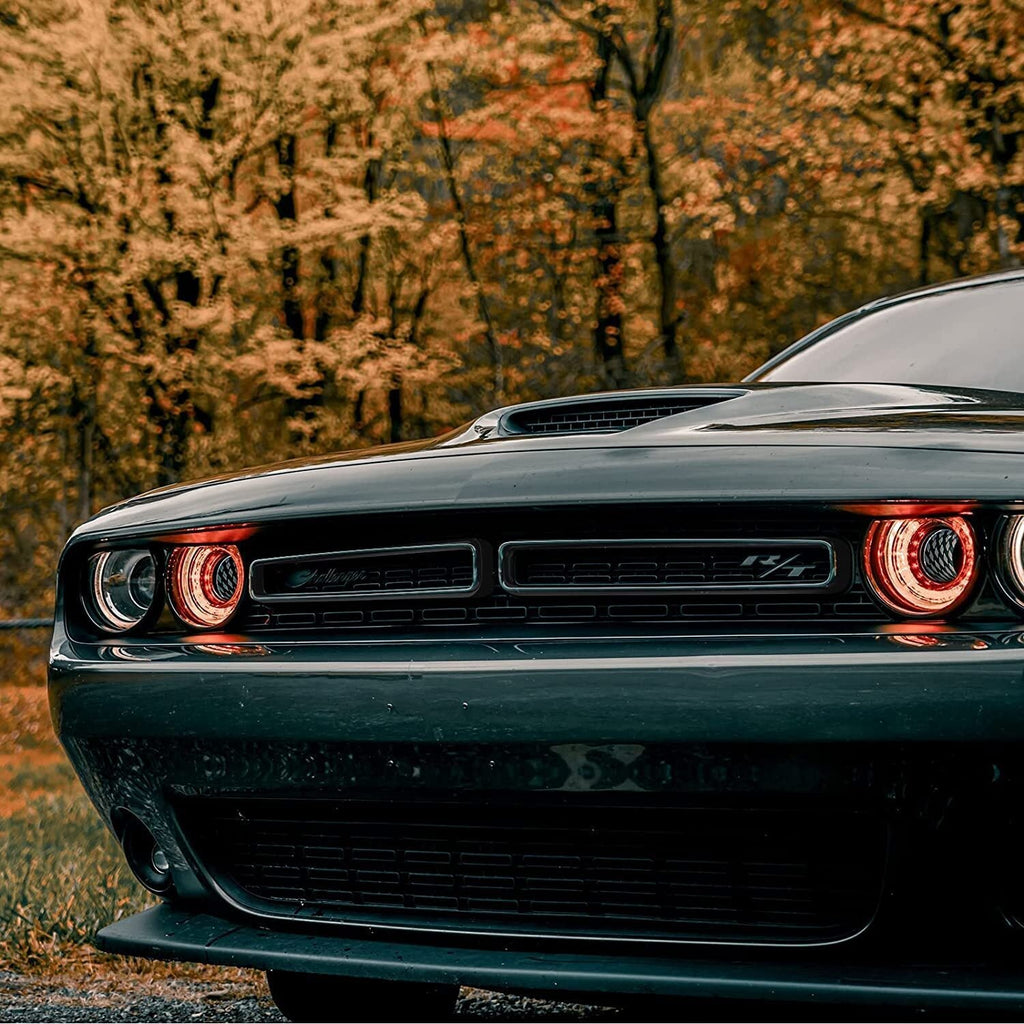 2x Front Grille Inserts Guards Cover Trim Accessories for Dodge Challenger 2015+