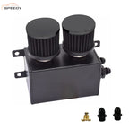 -10AN Oil Catch Can Baffled 2 Port Reservoir Tank + Dual Breather Filter New
