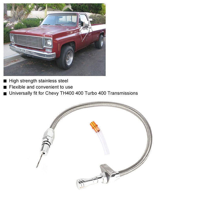 For Chevy GM 700 R4 Flexible Transmission Dipstick Firewall Mount + Filler Tube