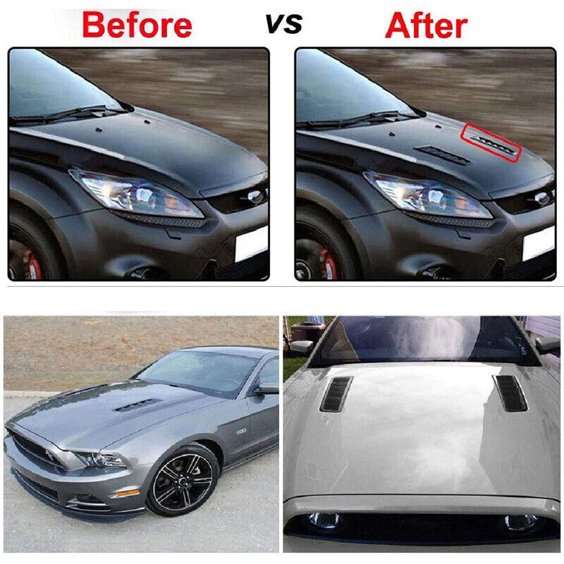 2X Black Car Hood Vent Scoop Louver Scoop Cover Cold Air Flow Intake Universal