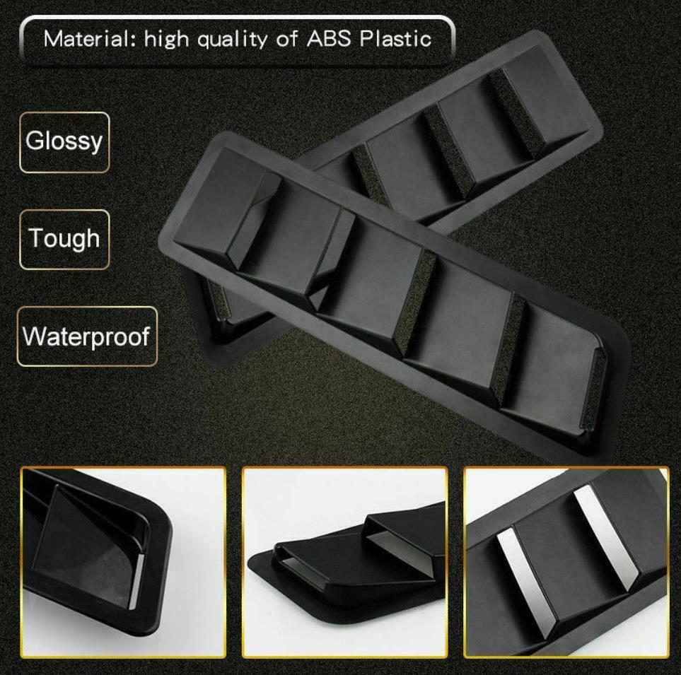 2X Black Car Hood Vent Scoop Louver Scoop Cover Cold Air Flow Intake Universal