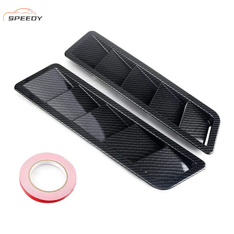 2x Carbon Fiber Car Hood Vent Scoop Louver Scoop Cover Air Flow Intake Universal