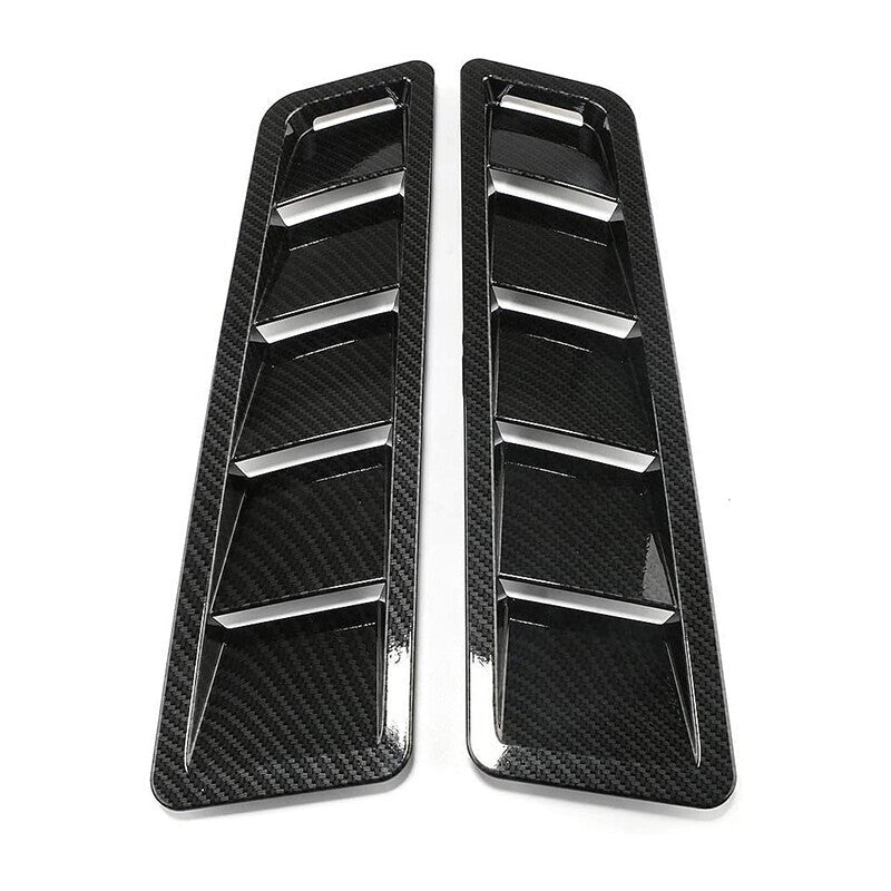 2x Carbon Fiber Car Hood Vent Scoop Louver Scoop Cover Air Flow Intake Universal