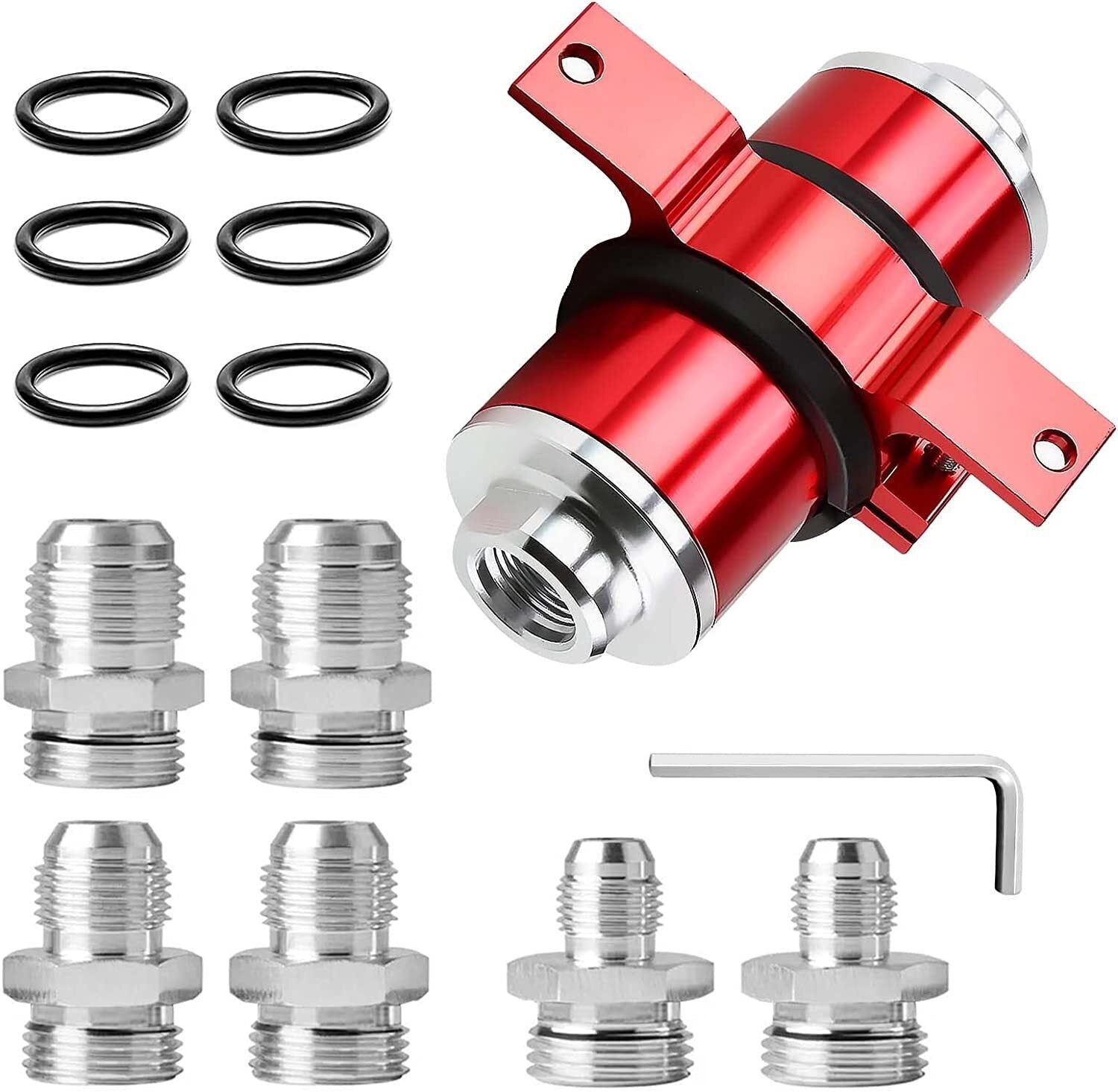 Billet Aluminum AN6 AN8 AN10 Inline Fuel Gas Filter Bracket 30 Micron Universal