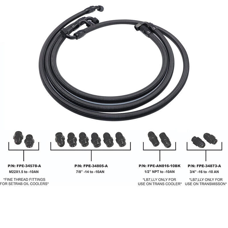 Transmission Cooler Lines Set 10AN -10AN For 2001-2005 GM 6.6L Duramax LB7-LLY
