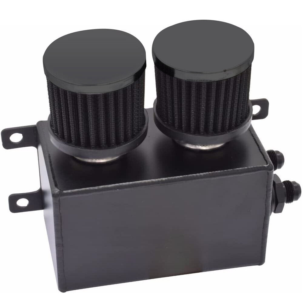 AN10 -10AN Oil Catch Can Reservoir Tank 2 Port Dual Breather Filter Baffled Kit