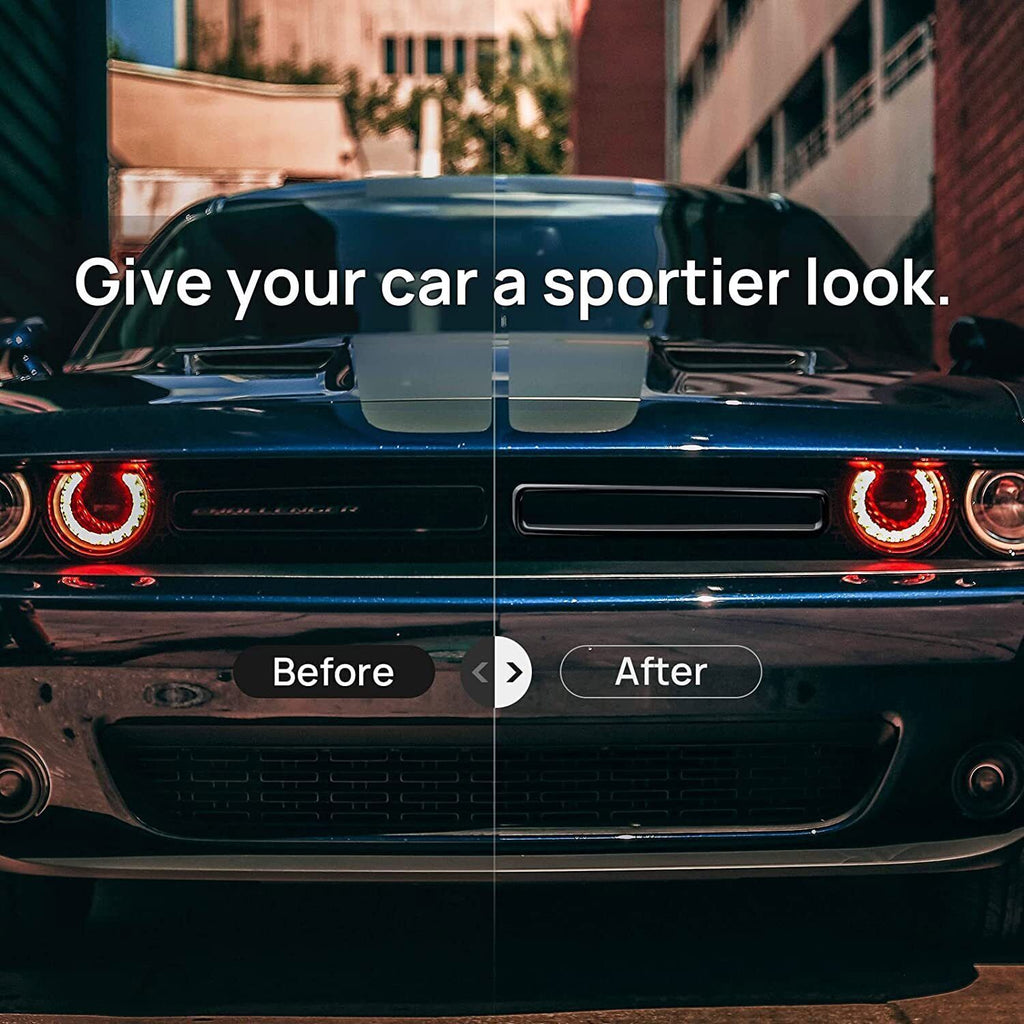 Black Front Grill Mesh Grille Inserts Trim Cover for Dodge Challenger 2015-up