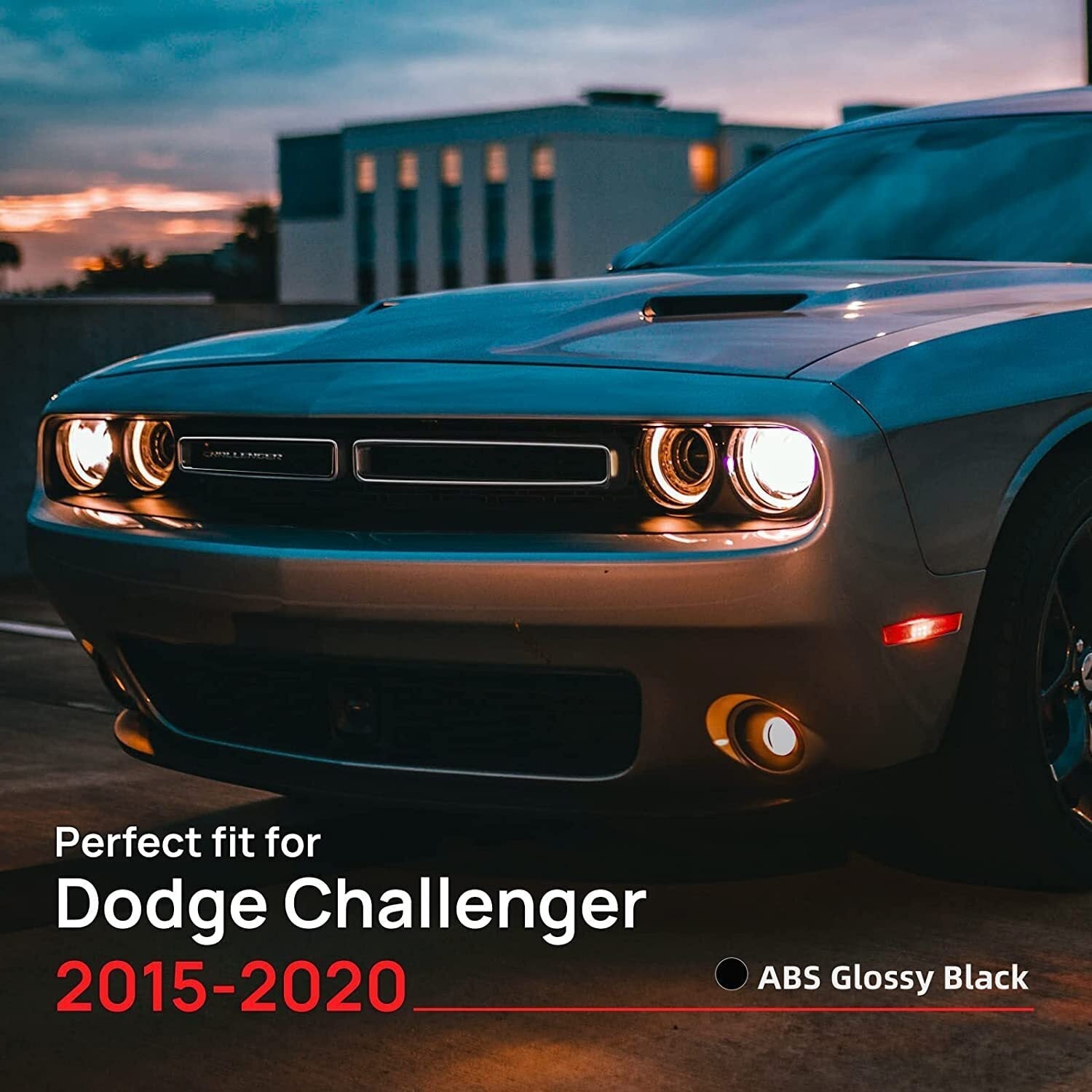 Black Front Grill Mesh Grille Inserts Trim Cover for Dodge Challenger 2015-up