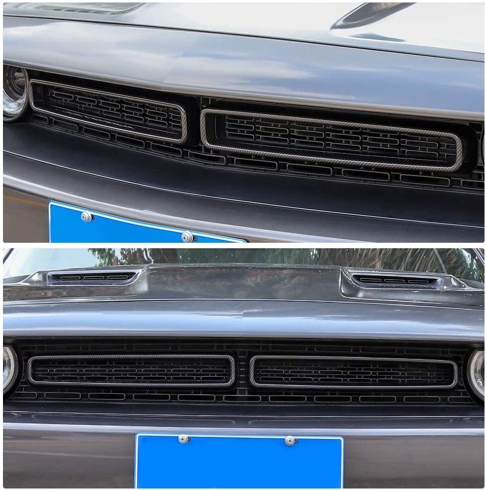 Black Front Grill Mesh Grille Inserts Trim Cover for Dodge Challenger 2015-up