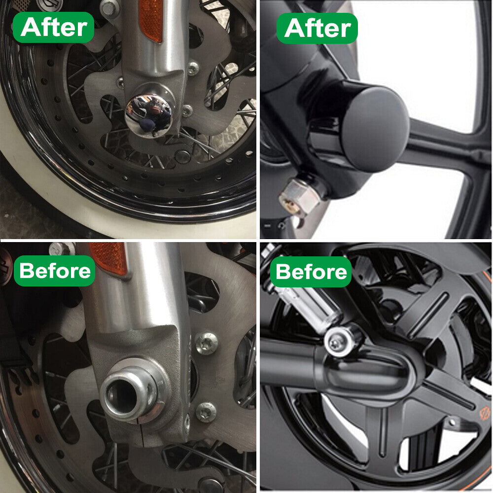 Black Front Axle Cap Nut Covers For Harley Street Glide Road King Softail Dyna