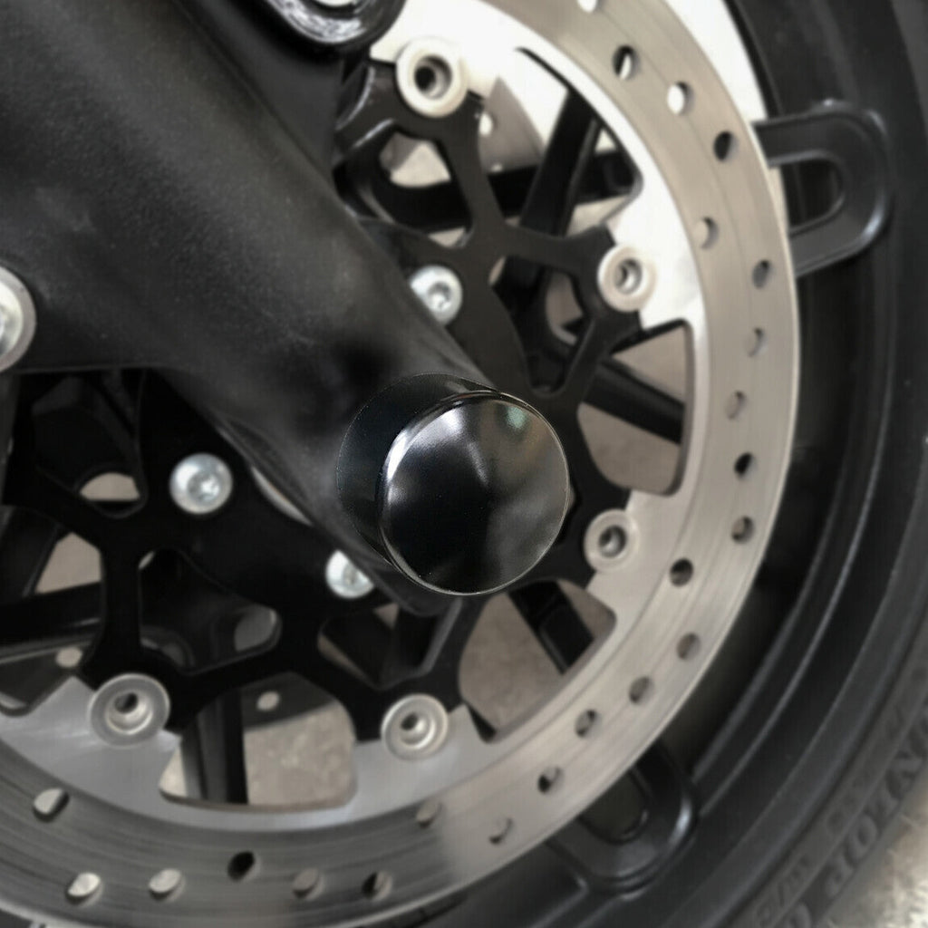 Black Front Axle Cap Nut Covers For Harley Street Glide Road King Softail Dyna