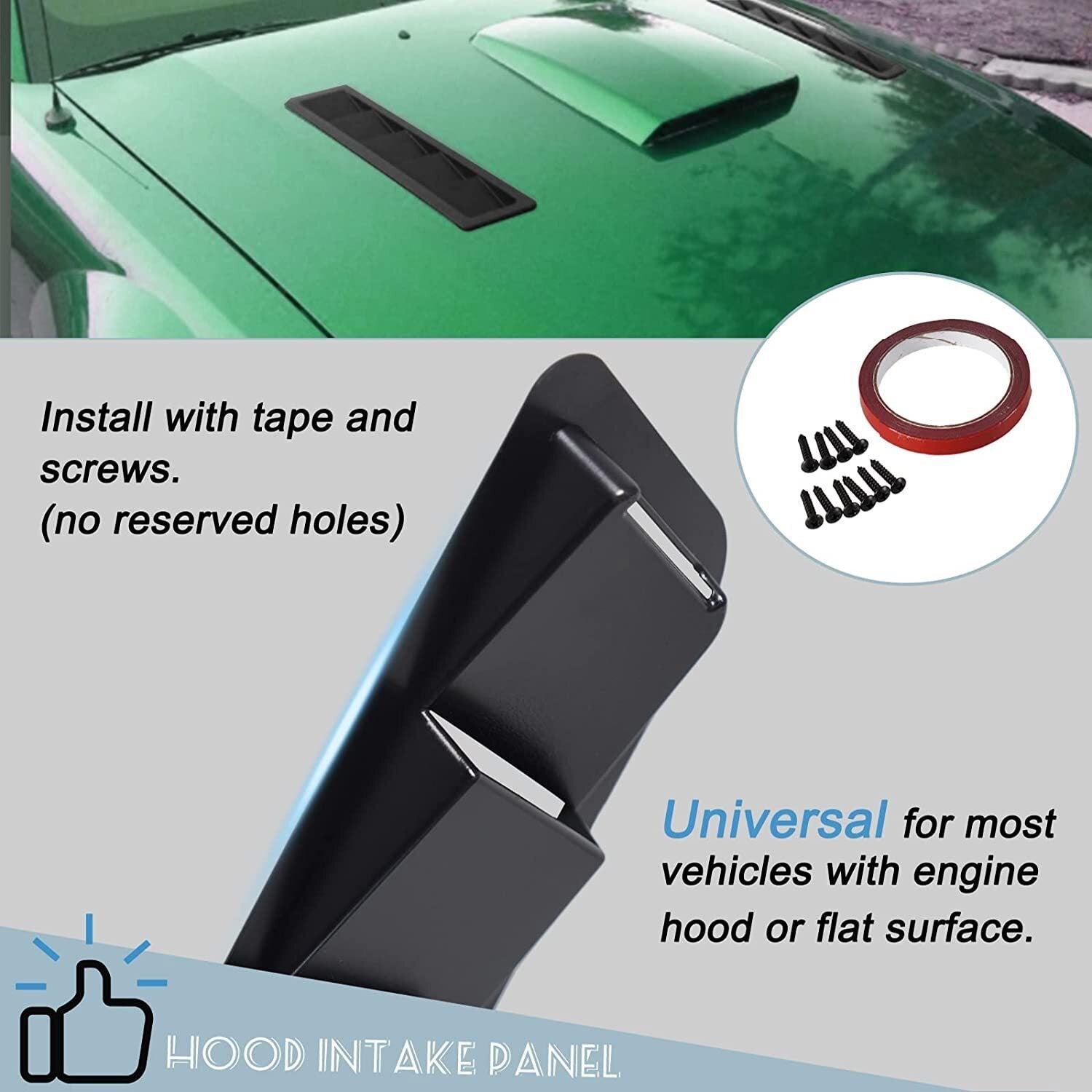 Universal Car Hood Vent Louver Scoop Cover Air Flow Intake Fit For Ford Honda US