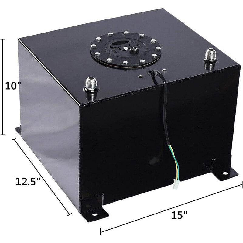 8 GALLON 30L STREET DRIFT FUEL CELL GAS TANK W/ SENDER LEVEL BLACK ALUMINUM