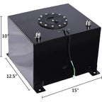 8 GALLON 30L STREET DRIFT FUEL CELL GAS TANK W/ SENDER LEVEL BLACK ALUMINUM