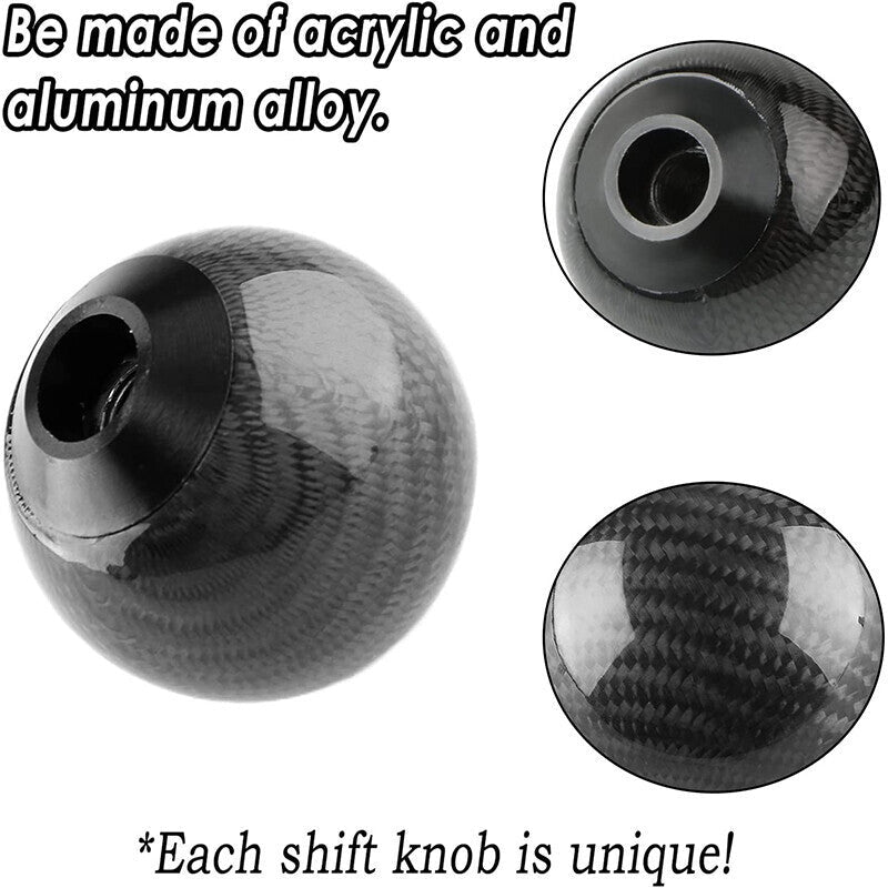 Universal Car Carbon Fiber Gear Shift Knob Stick Shifter Lever Knob M8 M10 M12