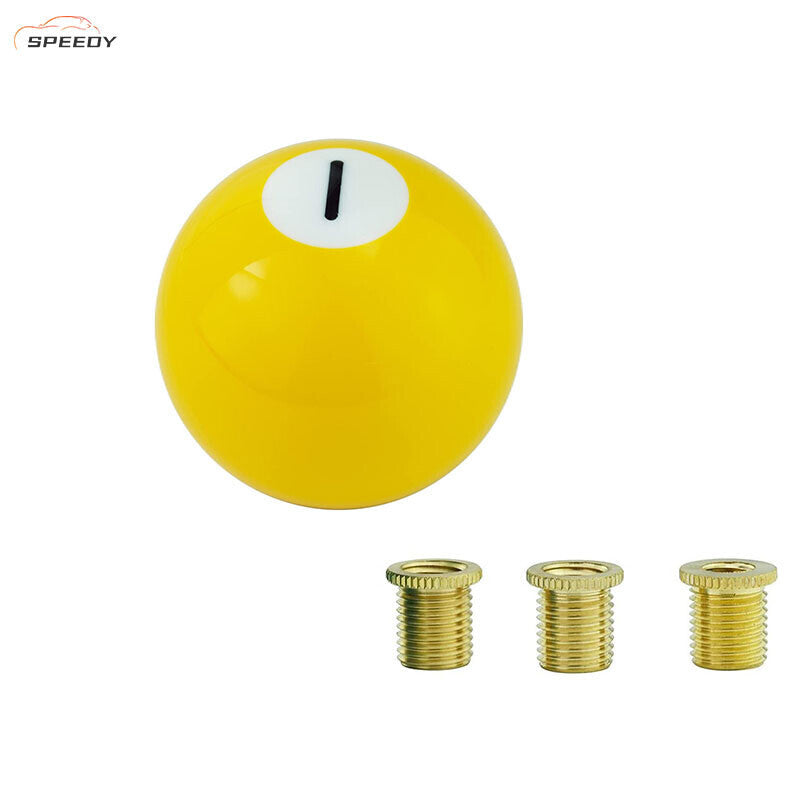 Universal No.1 Billiard Ball Gear Shifter Black Round Shift Knob w/ 3 Adapters
