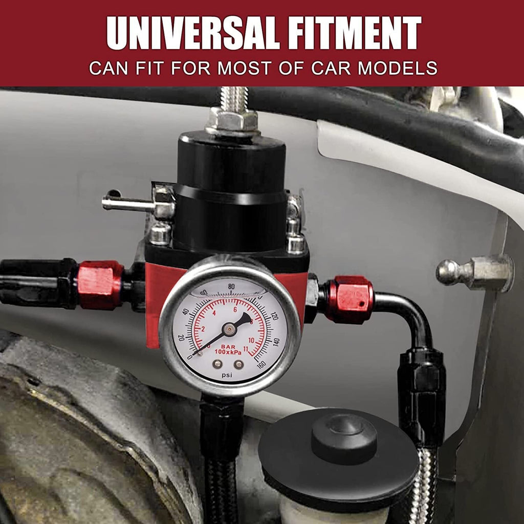 Adjustable Fuel Pressure Regulator Kit Oil 0-100psi Gauge -6AN Fittings Hose