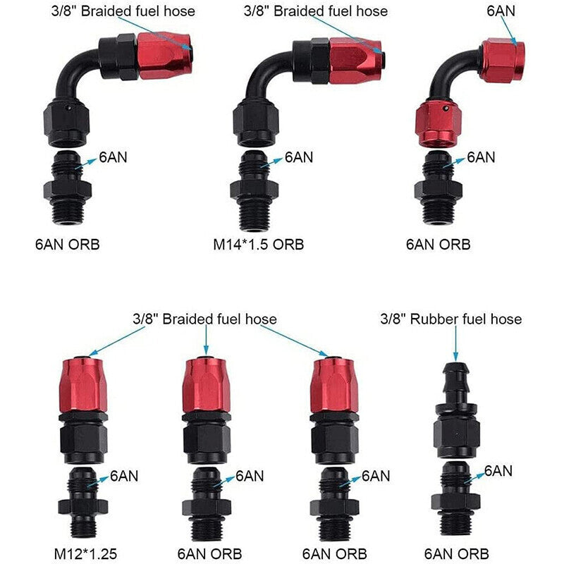 Adjustable Fuel Pressure Regulator Kit Oil 0-100psi Gauge -6AN Fittings Hose