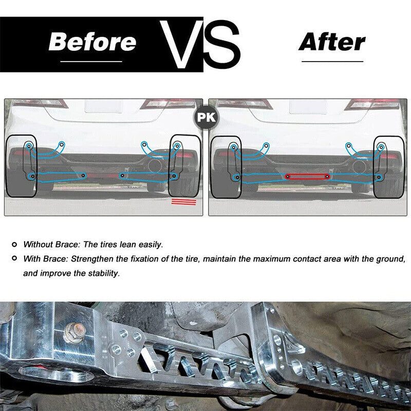 Silver Rear Lower Control Arm Subframe Brace Tie Bar For Honda Civic 96-00 EK US